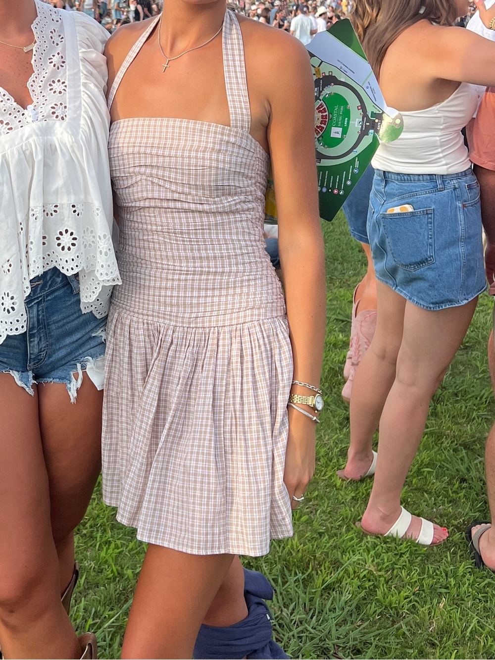 Abercrombie & Fitch Brown Plaid Halter Mini Dress